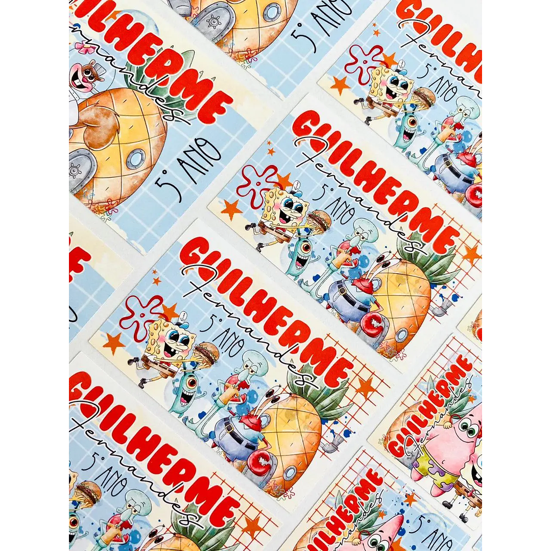 Arquivo de Corte Etiqueta Escolar Bob Esponja 1