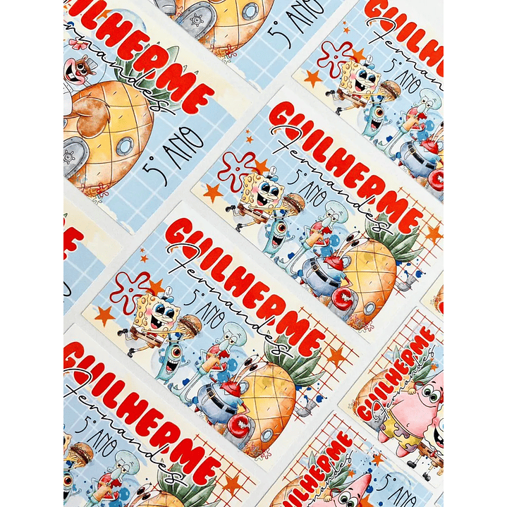 Arquivo de Corte Etiqueta Escolar Bob Esponja 1