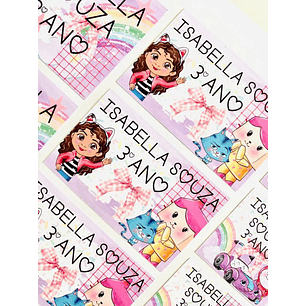 Arquivo de Corte Etiqueta Escolar A Casa Magica da Gabby