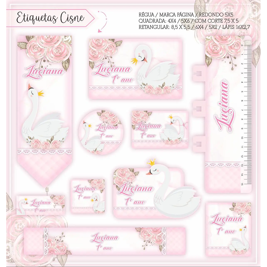 Arquivo Digital Etiqueta Escolar Cisne  (arquivo em PNG) 1
