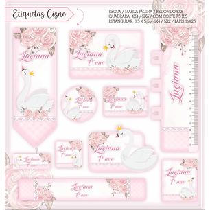 Arquivo Digital Etiqueta Escolar Cisne  (arquivo em PNG)