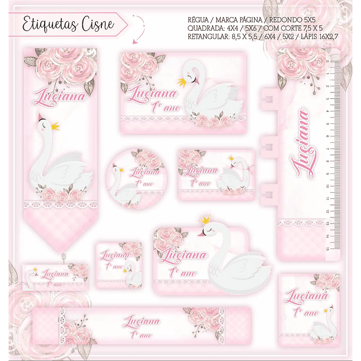 Arquivo Digital Etiqueta Escolar Cisne  (arquivo em PNG) 1