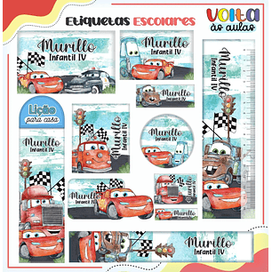 Arquivo de Corte Etiqueta Escolar Carros