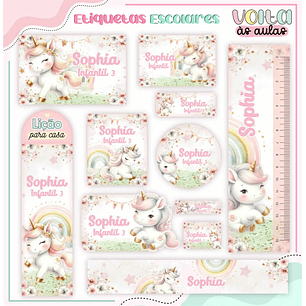 Arquivo de Corte Etiqueta Escolar Unicórnio 