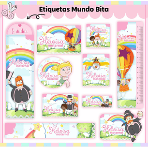 Arquivo de Corte Etiqueta Escolar Mundo Bita