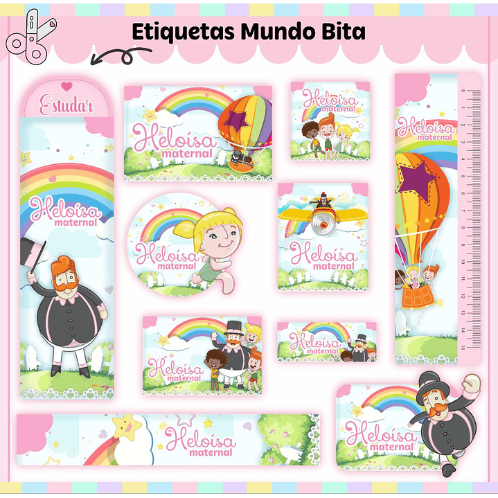 Arquivo de Corte Etiqueta Escolar Mundo Bita 1