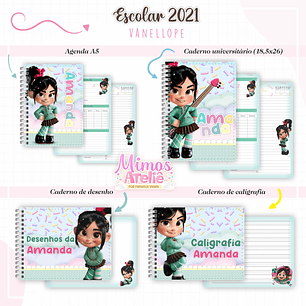Arquivo de Corte Etiqueta Escolar Vanellope