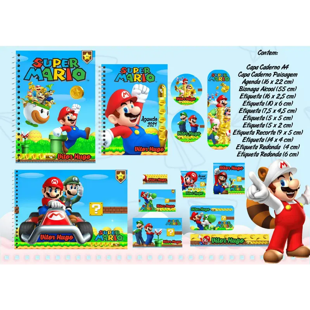 Arquivo de Corte Etiqueta Escolar Super Mario  1