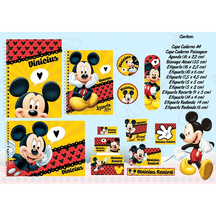 Arquivo de Corte Etiqueta Escolar Mickey  1