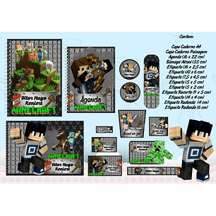 Arquivo de Corte Etiqueta Escolar Minecraft 