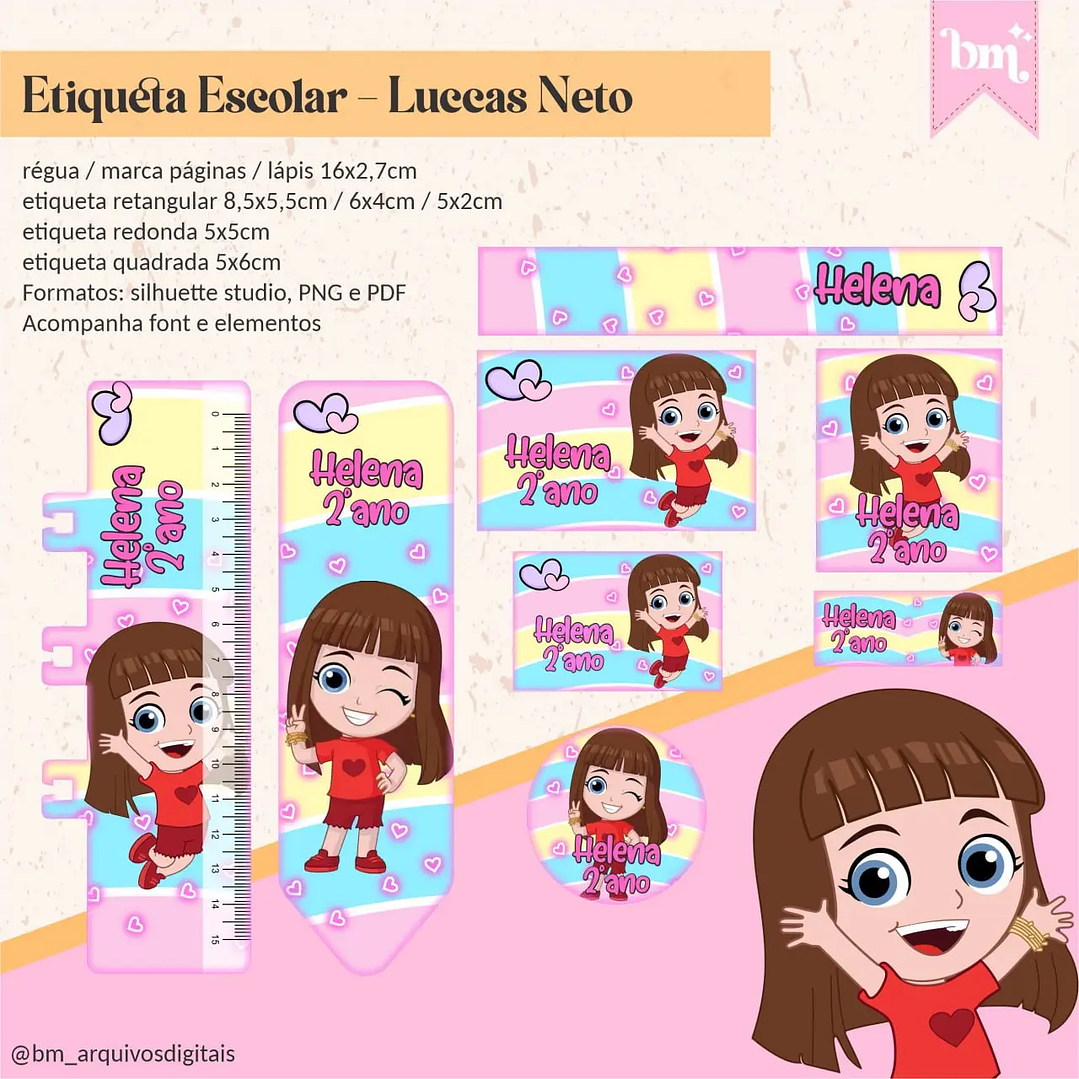 Arquivo de Corte Etiqueta Escolar Luccas Neto 1