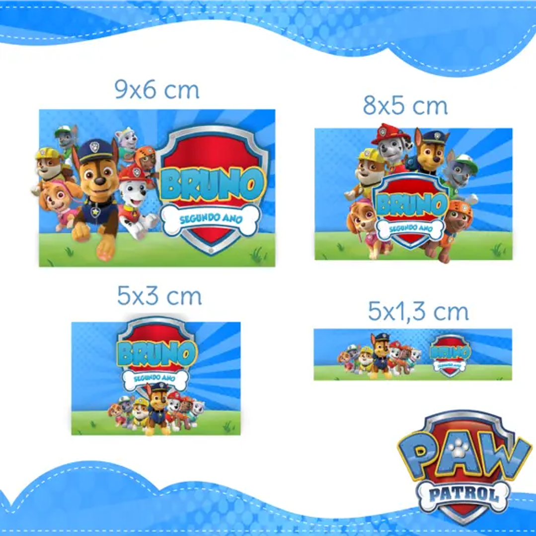Arquivo de Corte Etiqueta Escolar Patrulha Canina 1