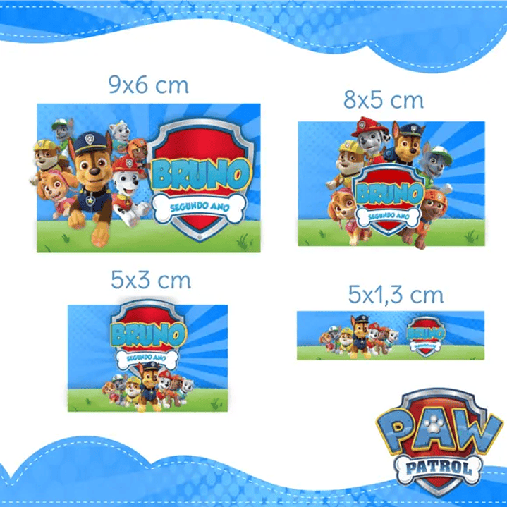Arquivo de Corte Etiqueta Escolar Patrulha Canina 1
