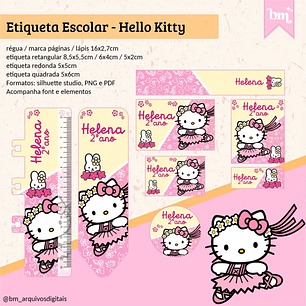 Arquivo de Corte Etiqueta Escolar Hello Kitty