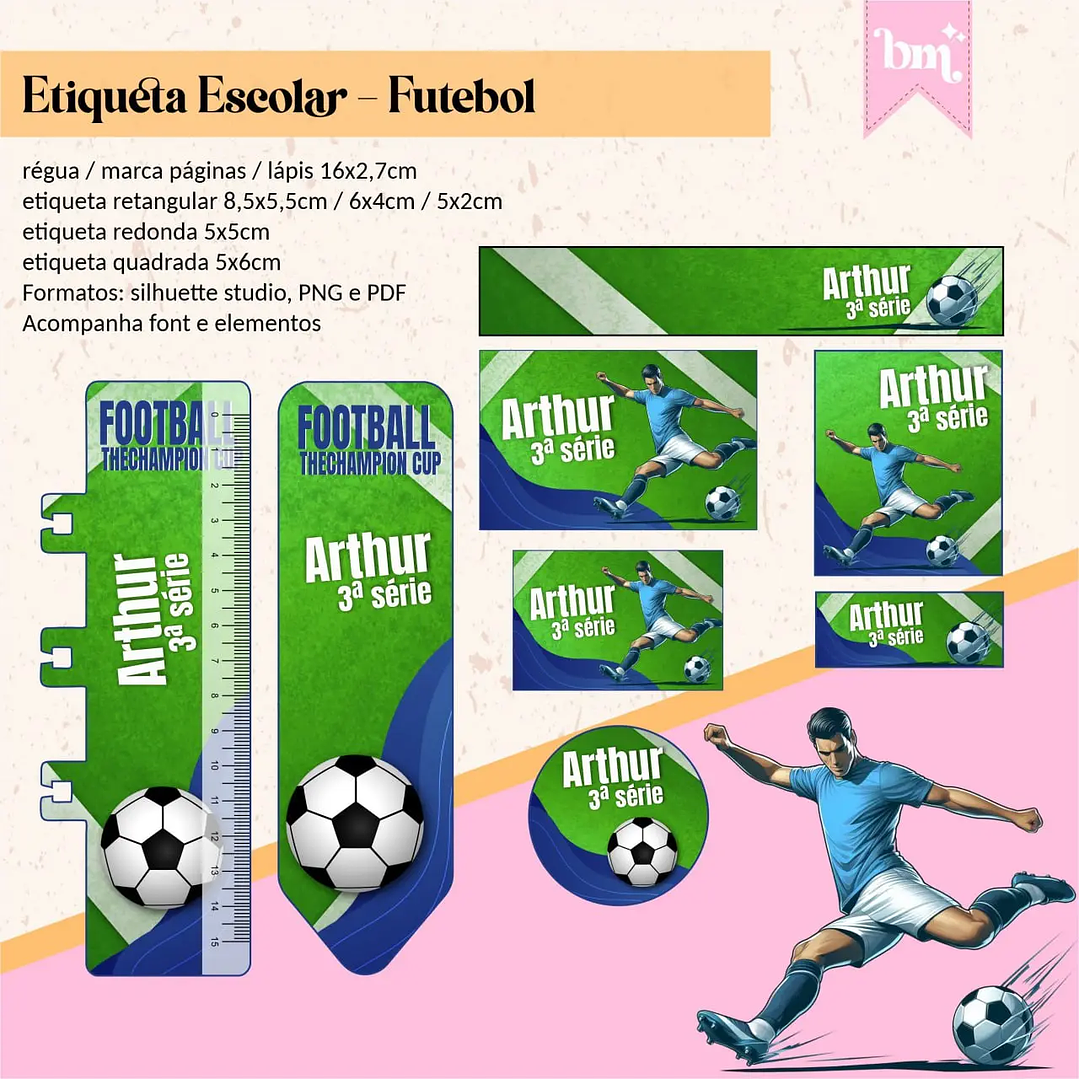 Arquivo de Corte Etiqueta Escolar Futebol 1