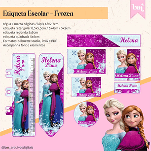 Arquivo de Corte Etiqueta Escolar Frozen 