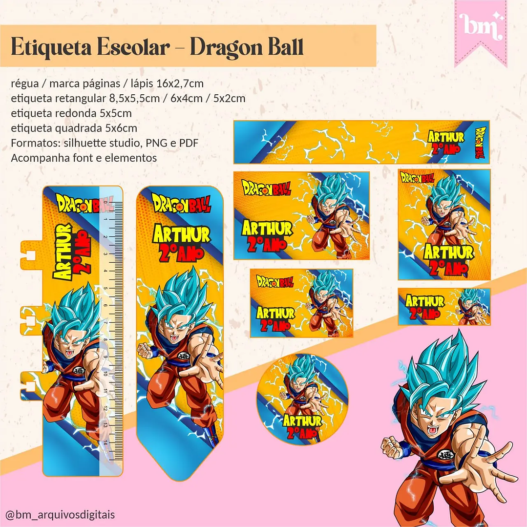 Arquivo de Corte Etiqueta Escolar Dragon Ball 1