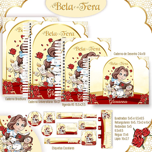 Arquivo de Corte Kit Escolar  A Bela e a Fera