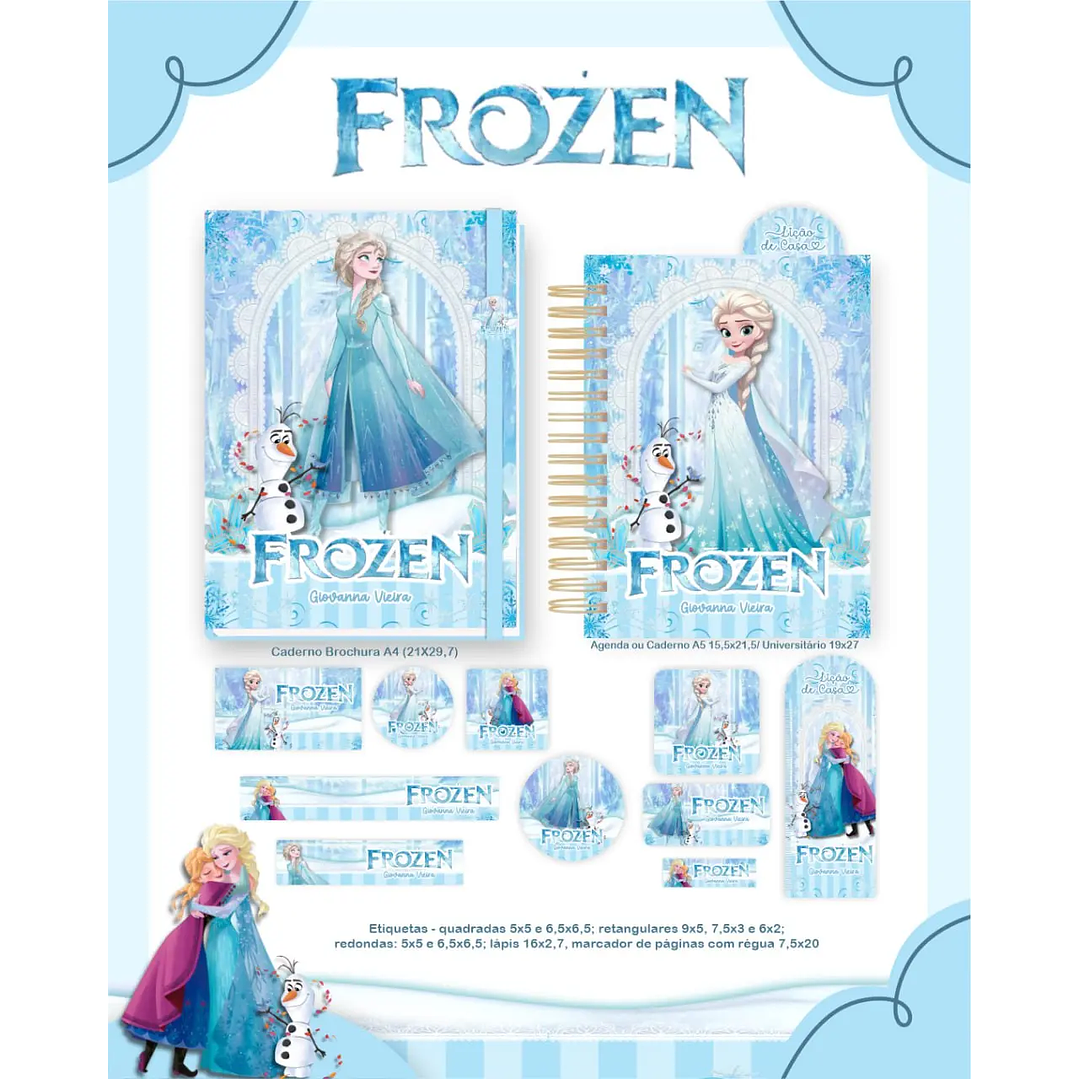 Arquivo de Corte Kit Escolar Frozen 1