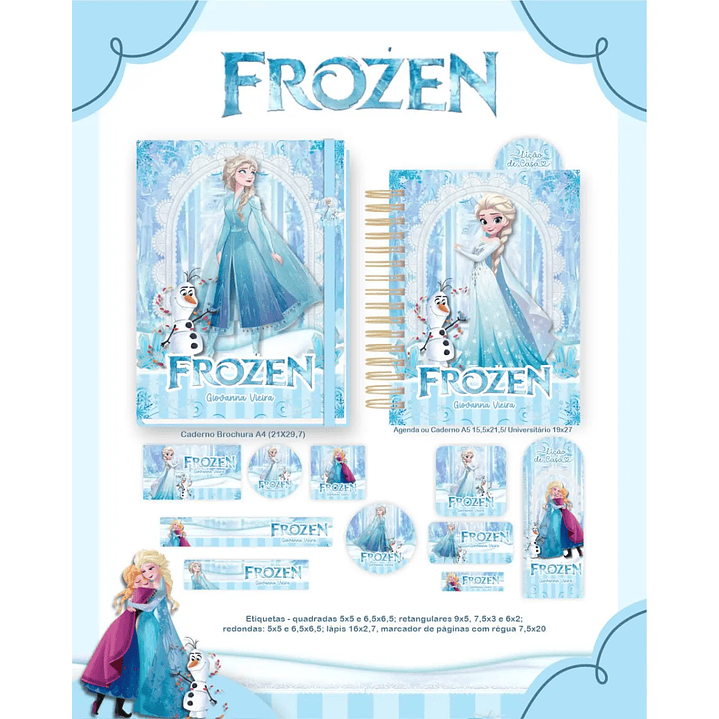 Arquivo de Corte Kit Escolar Frozen 1