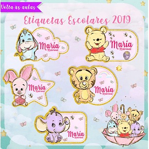 Arquivo de Corte Etiqueta Escolar Ursinho Pooh