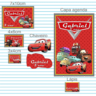 Arquivo de Corte Etiqueta Escolar Carros Disney