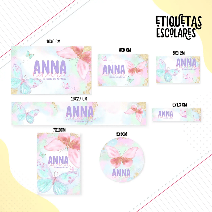 Arquivo de Corte Etiqueta Escolar Borboletas 1