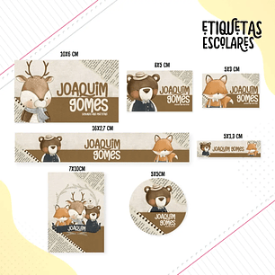 Arquivo de Corte Etiqueta Escolar Animais Vintage