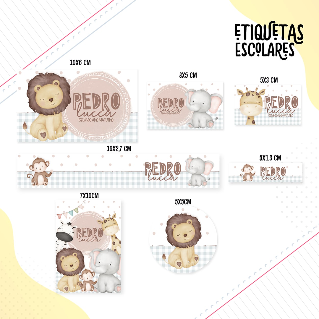 Arquivo de Corte Etiqueta Escolar Animais 1