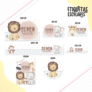 Arquivo de Corte Etiqueta Escolar Animais