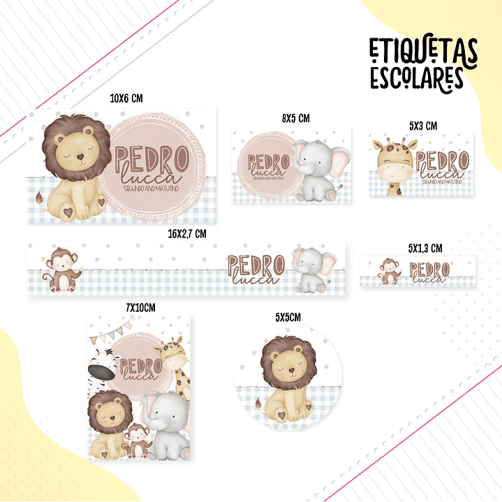 Arquivo de Corte Etiqueta Escolar Animais 1