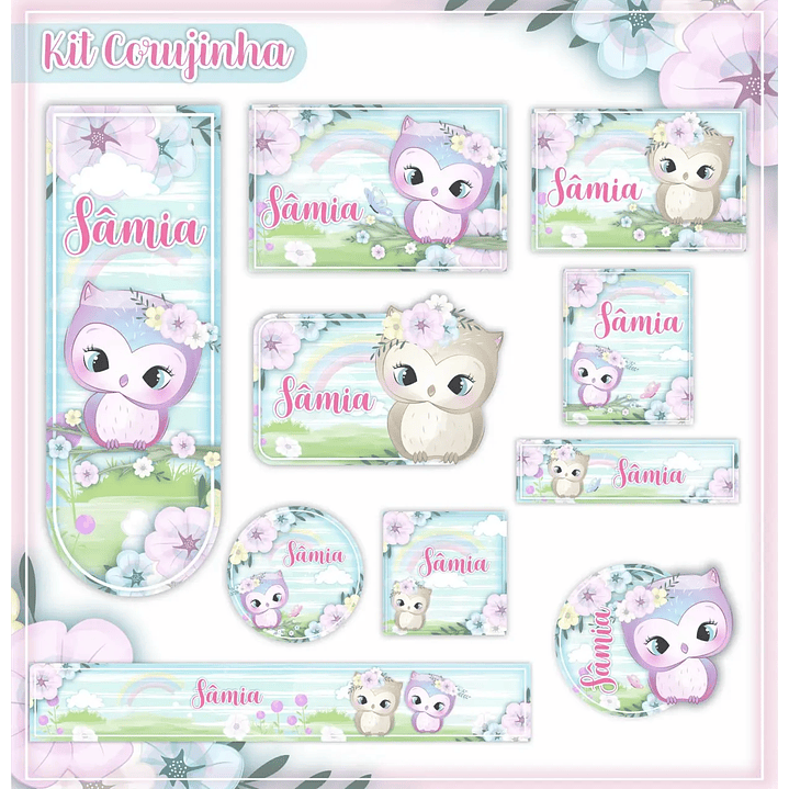 Arquivo de Corte Etiqueta Escolar Corujinha 1
