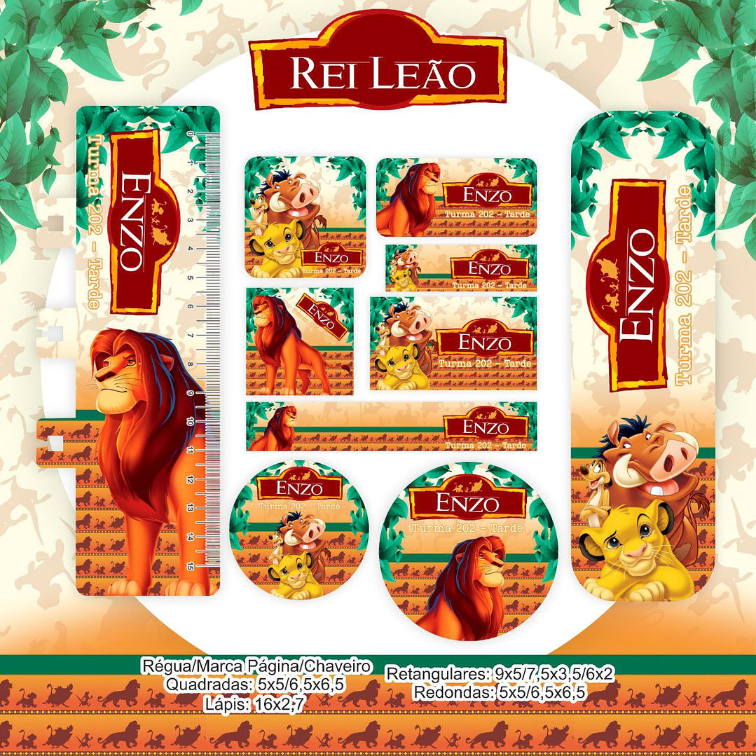 Arquivo de Corte Etiqueta Escolar Rei Leão 1