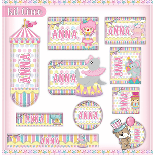 Arquivo de Corte Etiqueta Escolar Circo Menina