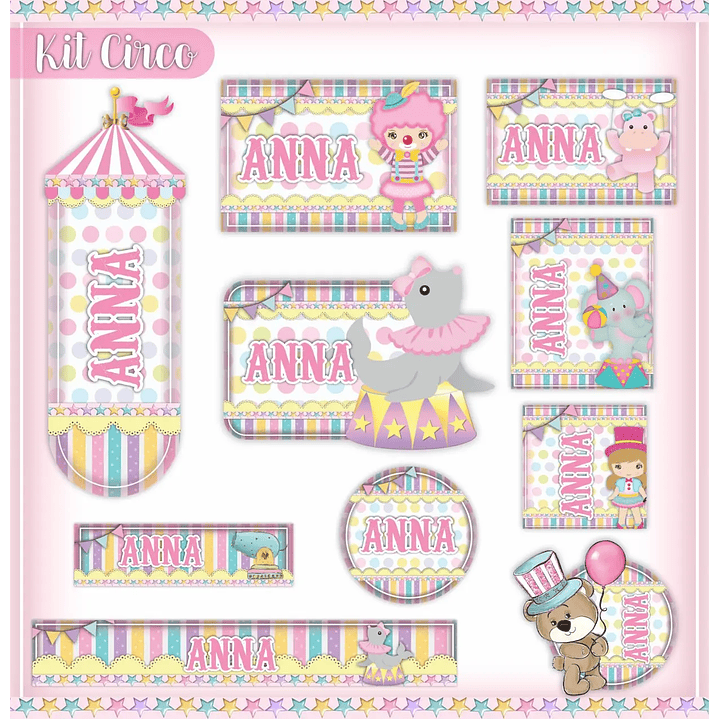 Arquivo de Corte Etiqueta Escolar Circo Menina 1