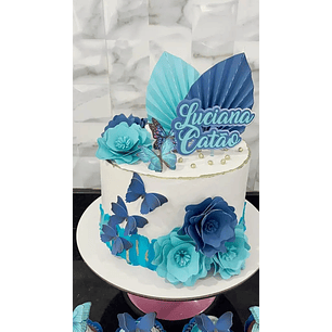 Arquivo de Corte Topo Flores e Borboletas Azuis 