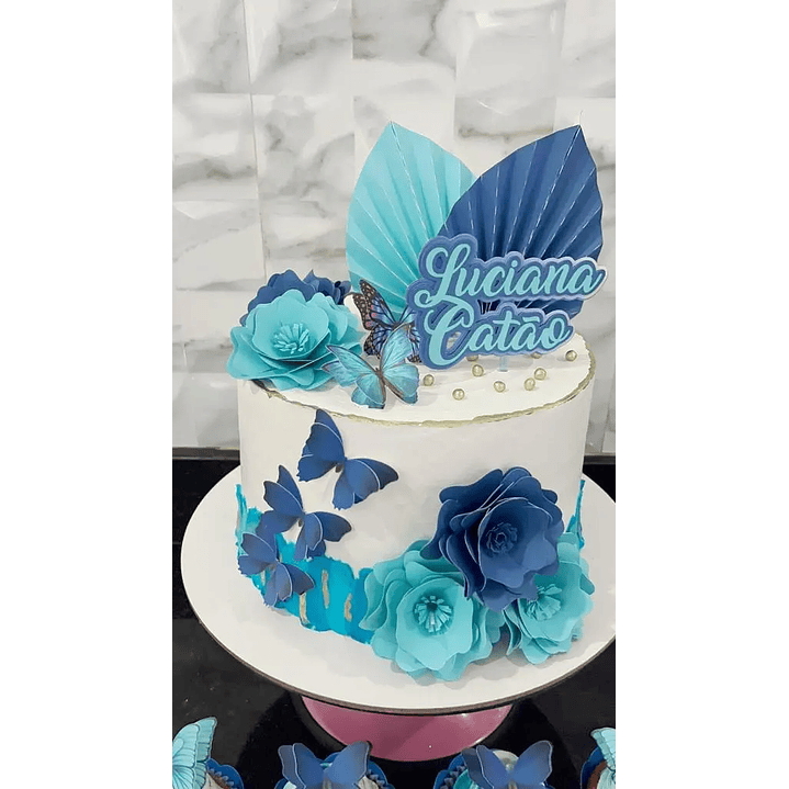 Arquivo de Corte Topo Flores e Borboletas Azuis  1