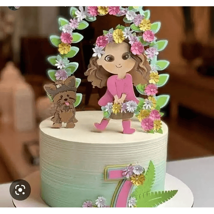 Arquivo de Corte Topo Menina com Cachorro no Jardim 1