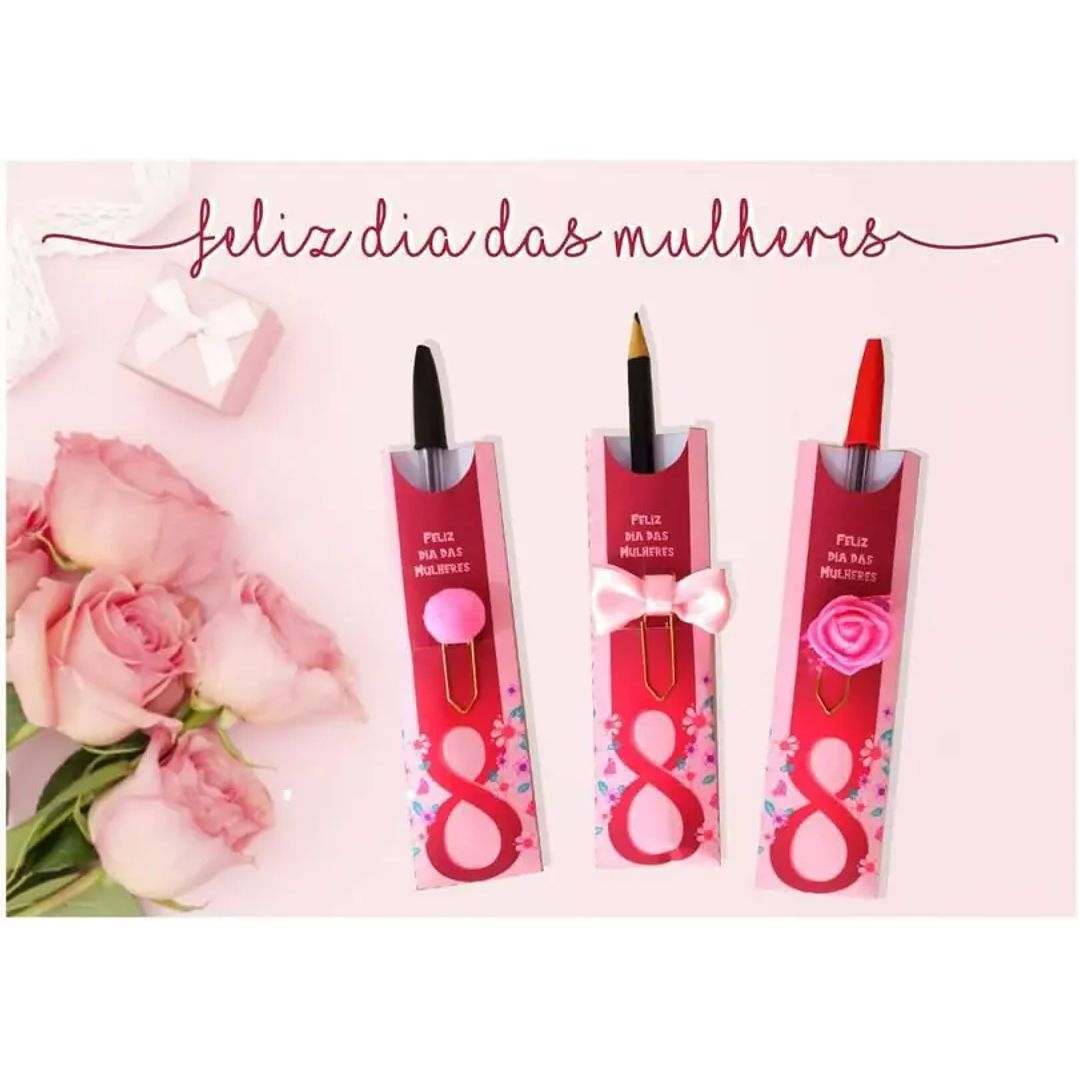 Arquivo de Corte Porta Caneta e Lapis dia Internacional da Mulher  1