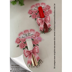 Arquivo Digital Buquê Porta Batom Glossy dia Internacional da Mulher (Arquivo em PDF)