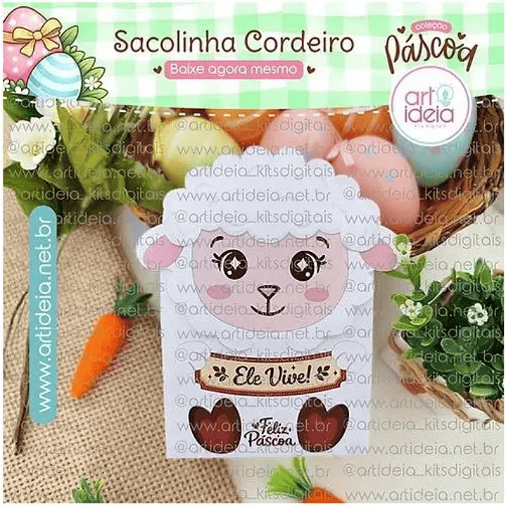 Arquivo de Corte Páscoa Sacolinha Cordeiro 1