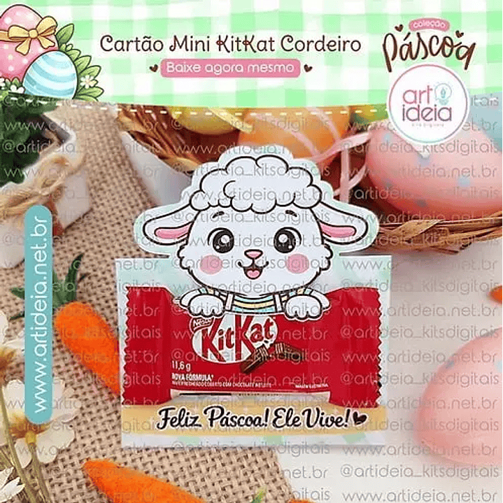 Arquivo de Corte Card Páscoa KitKat Cordeiro 1