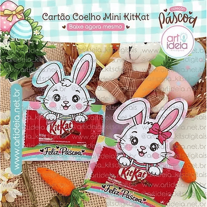 Arquivo de Corte Card Páscoa Coelho KitKat 1
