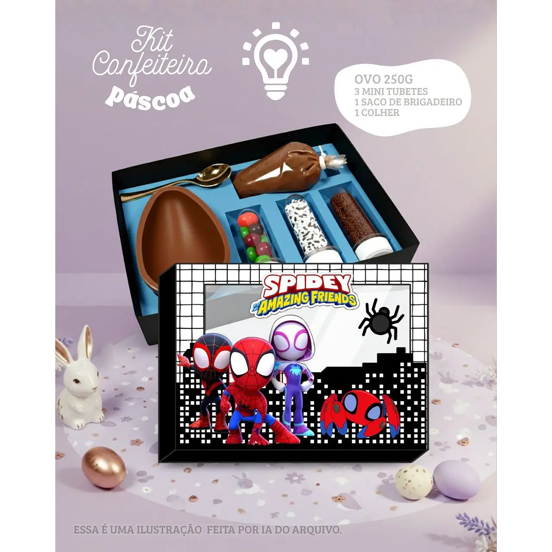 Arquivo de Corte Porta Ovo de Páscoa Spidey e seus Amigos 1