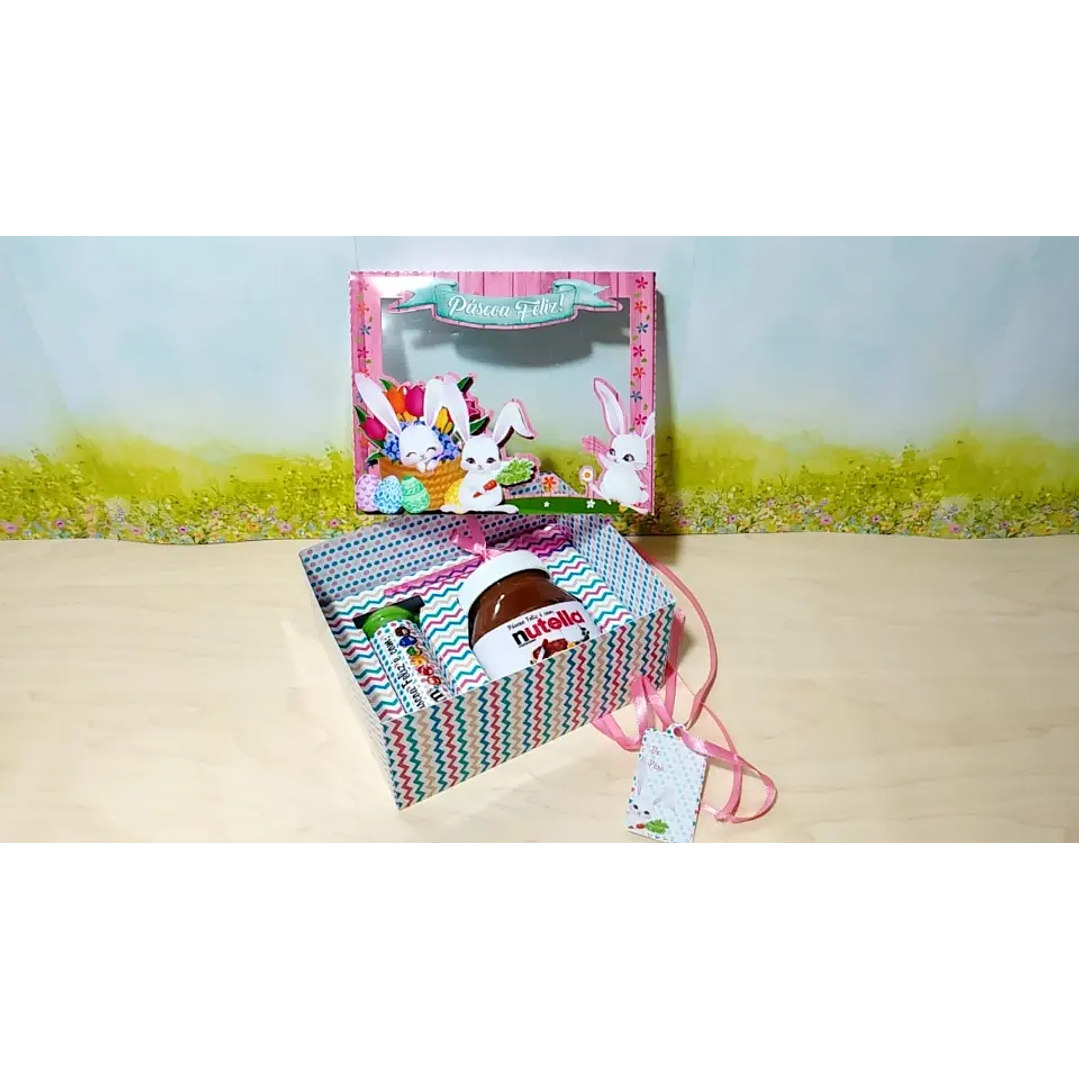 Arquivo de Corte Caixa Nutella Coelhos Rosa  1