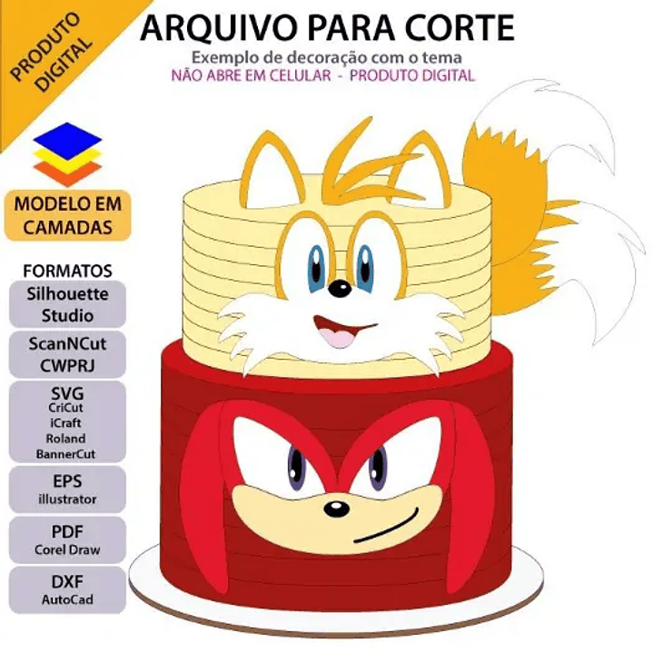 Arquivo de Corte Topo Tails e Knuckles (Leia a Descrição) 1