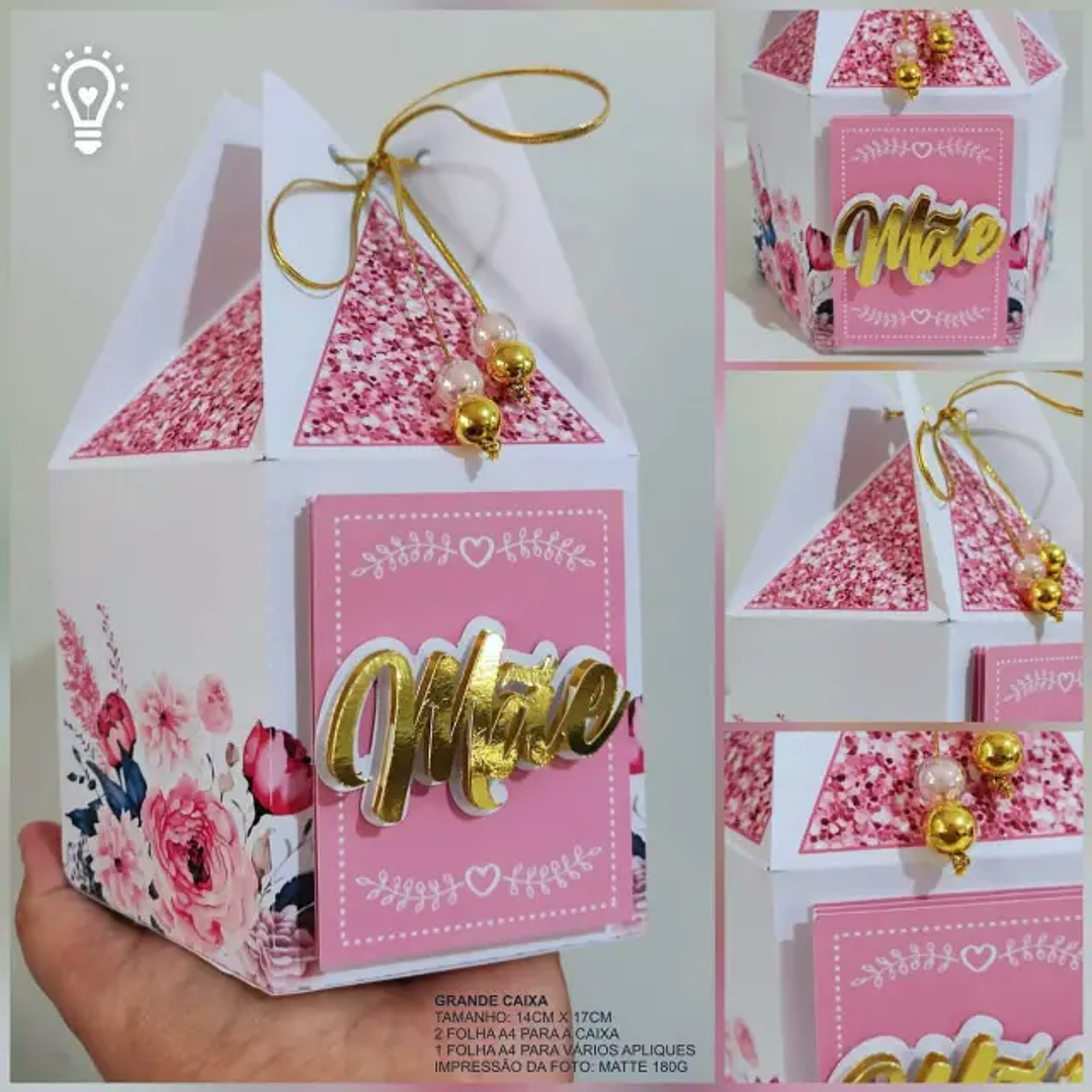 Arquivo de Corte Caixa Sacolinha Dia das Mães 1