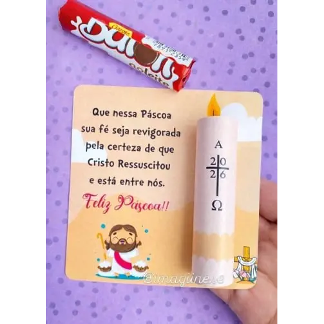 Arquivo de Corte Cartão adesivo Vela  de chocolate Páscoa (Leia a Descrição) 1