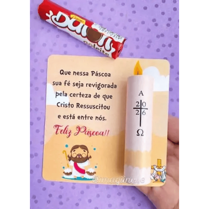 Arquivo de Corte Cartão adesivo Vela  de chocolate Páscoa (Leia a Descrição) 1