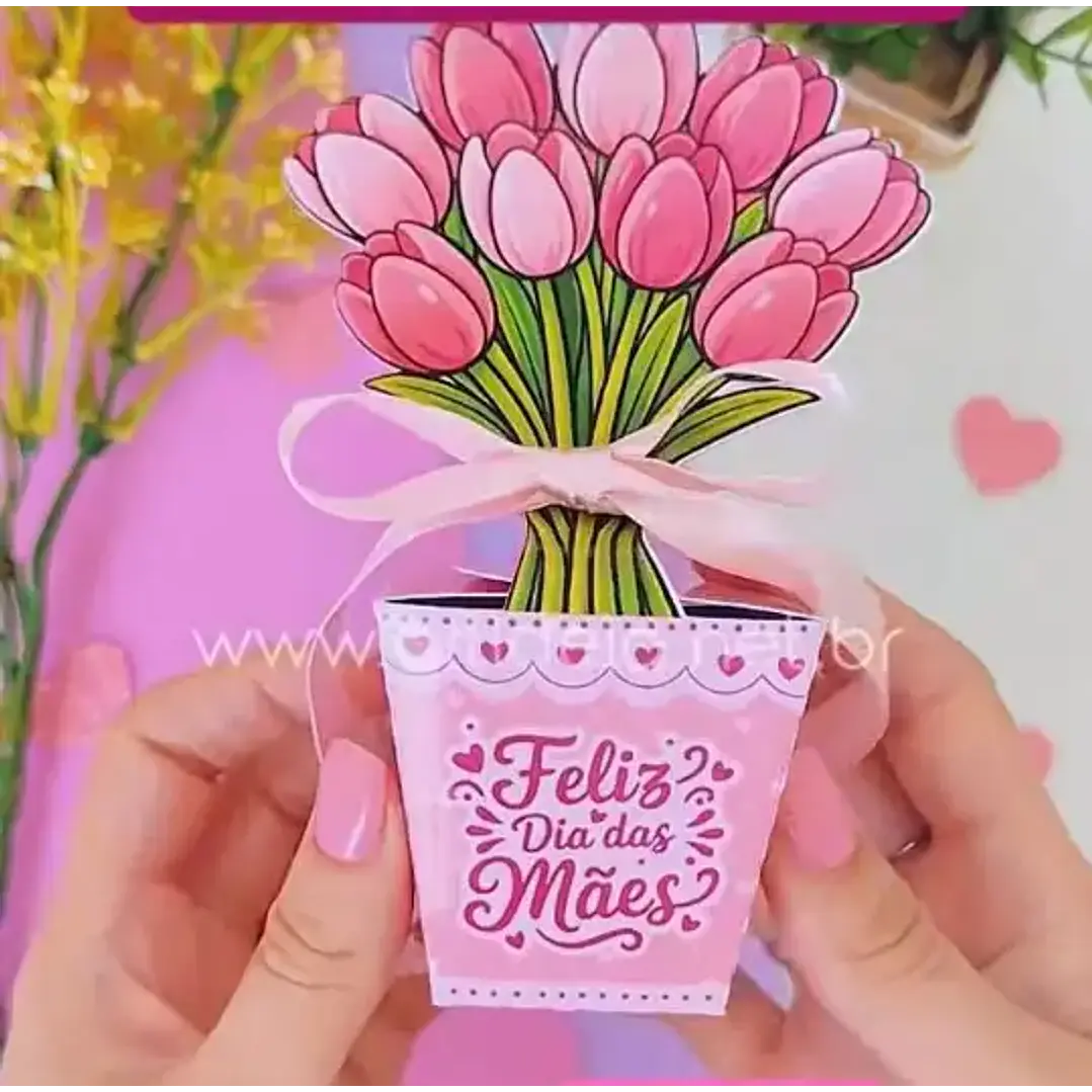 Arquivo de Corte Caixa Tulipa Dia das Mães (Leia a Descrição) 1